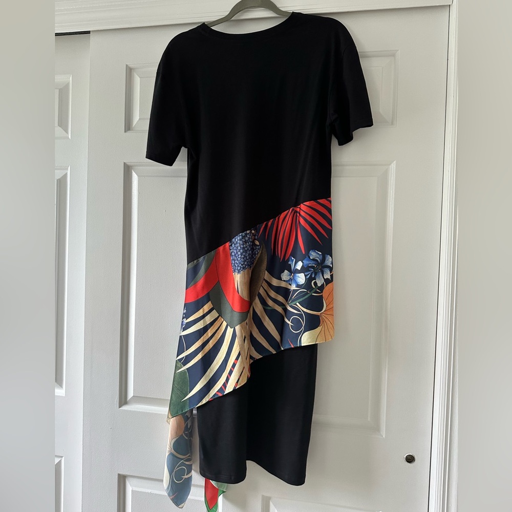 Zara Black Cotton Dress with Scarf Detail